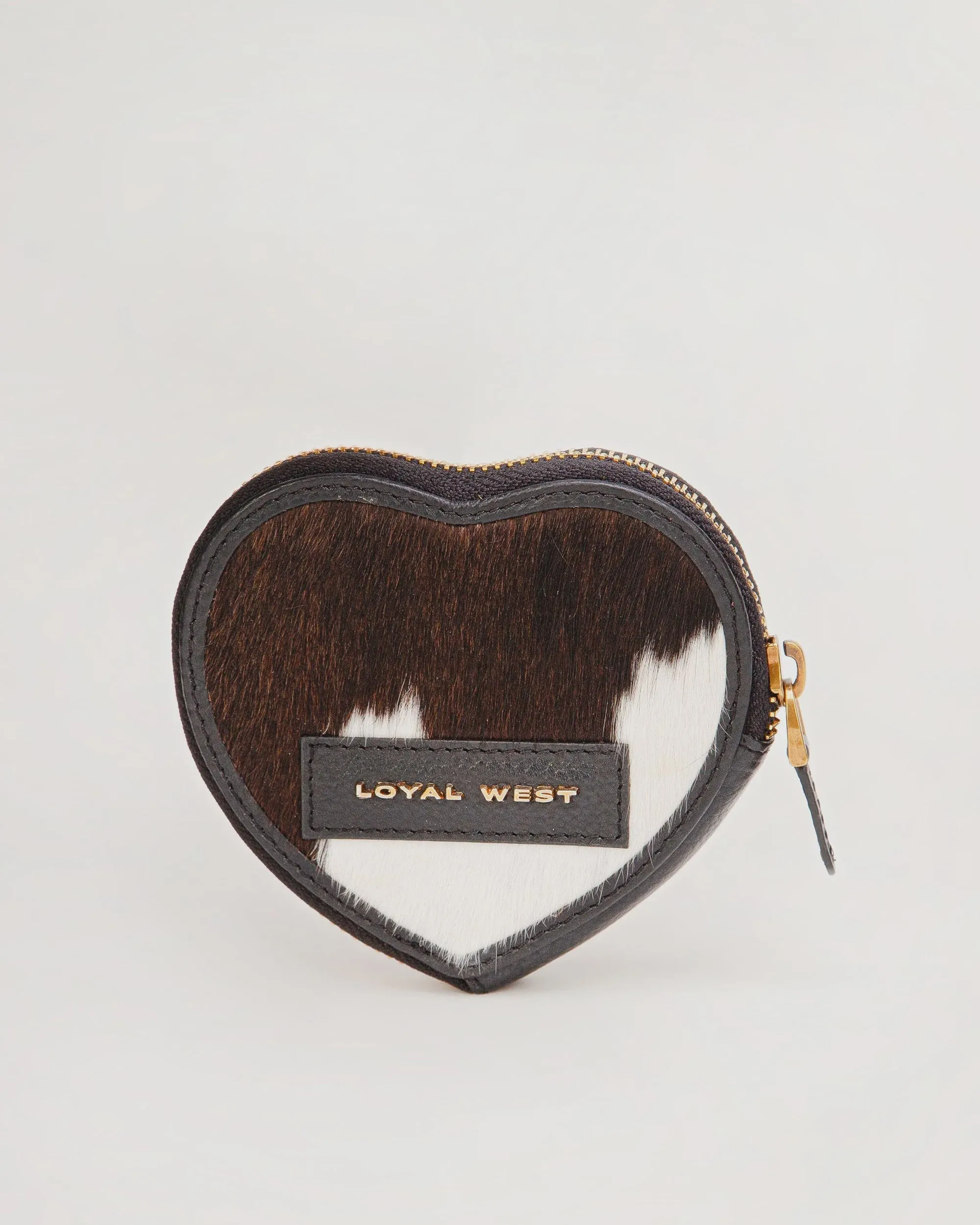 Cupid Coin Pouch - Black & White Cowhide