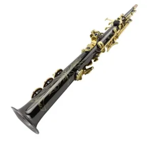 Custom Nickel Plated Gold Key B flat Soprano Saxophone with Case