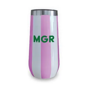 Custom Pink Stripe Champagne Tumbler - Monogram