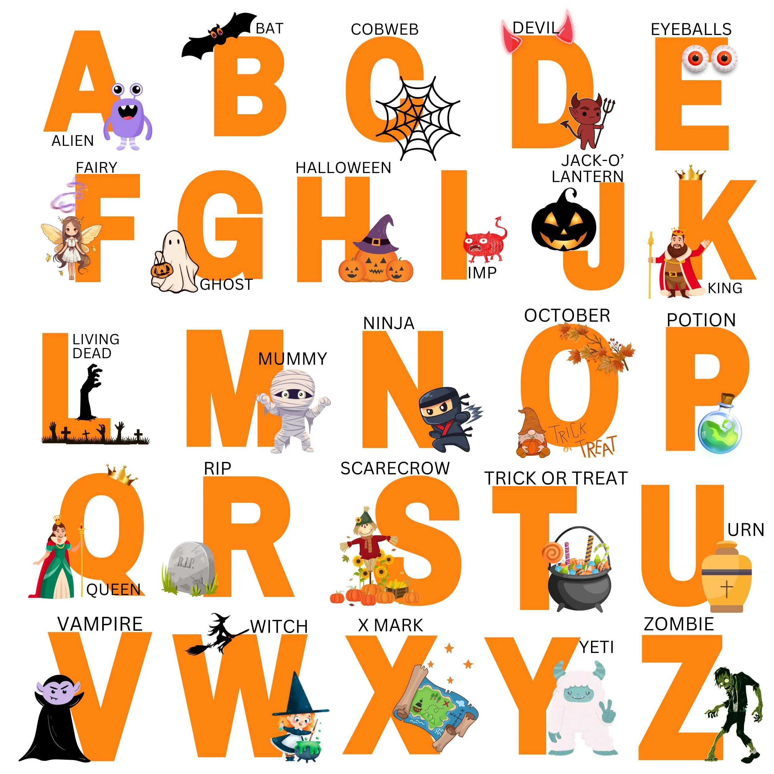 Cute Alphabets Halloween - Digital Art SETAHW001