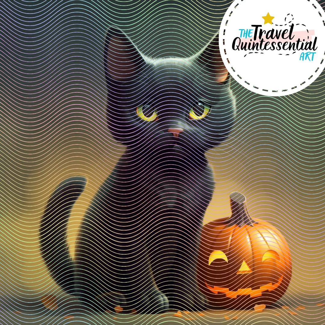 Cute Halloween Black Cat Characters - Digital Art SETCAT001