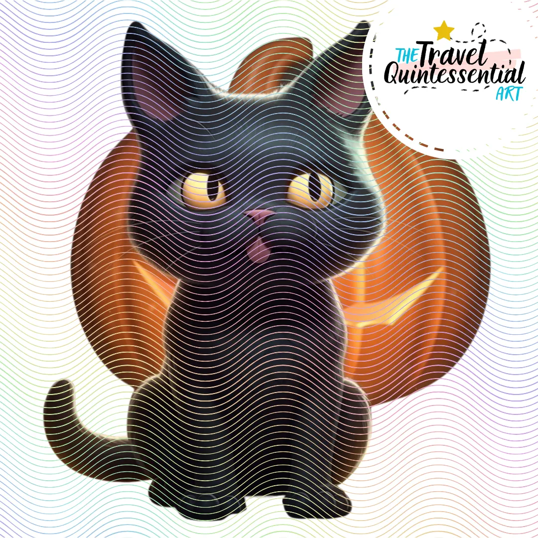Cute Halloween Black Cat Characters - Digital Art SETCAT001