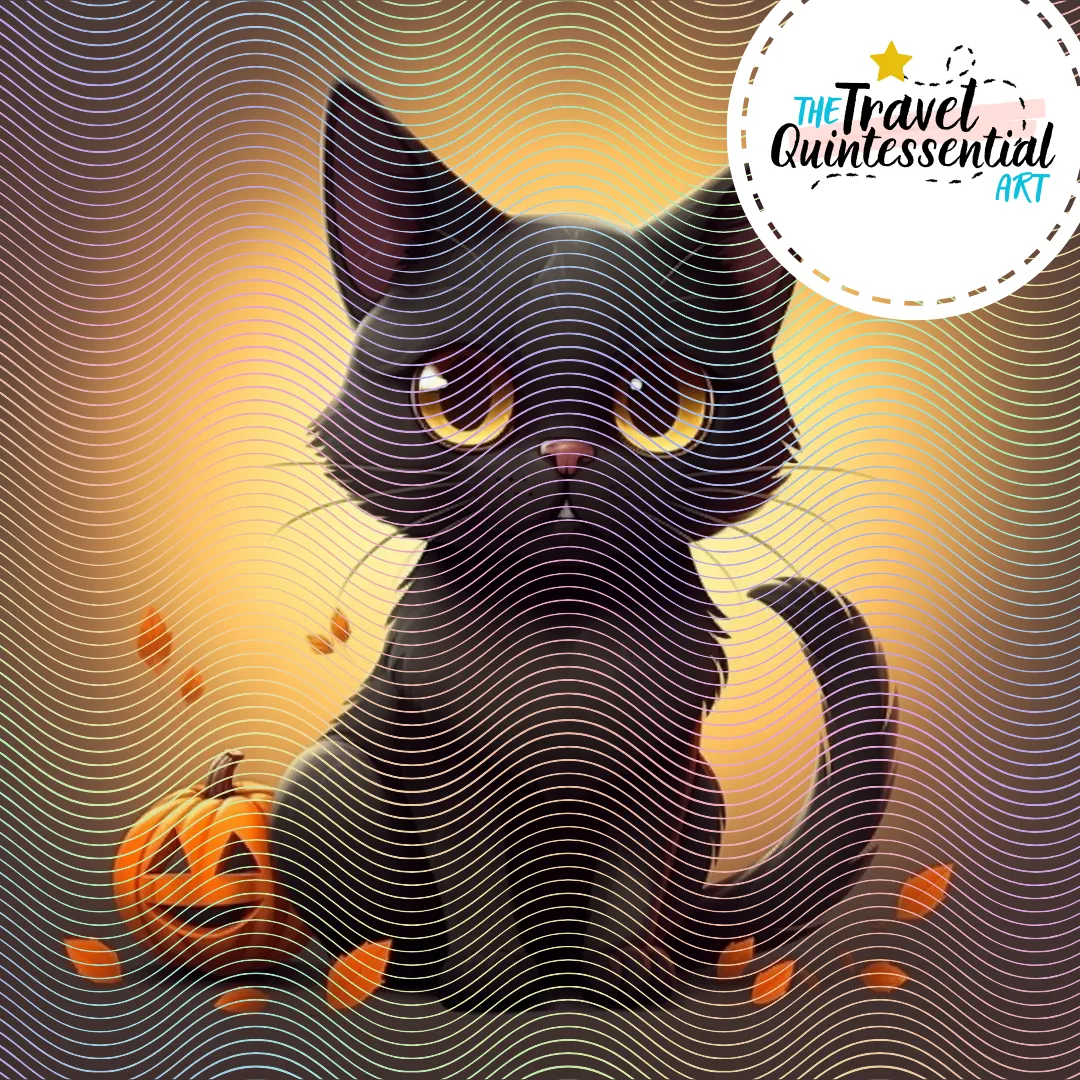 Cute Halloween Black Cat Characters - Digital Art SETCAT001