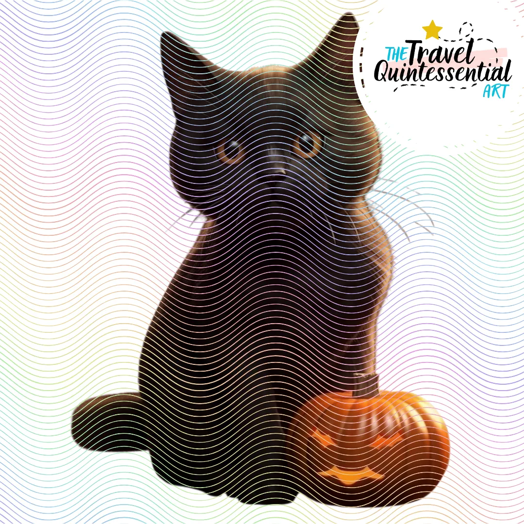 Cute Halloween Black Cat Characters - Digital Art SETCAT001