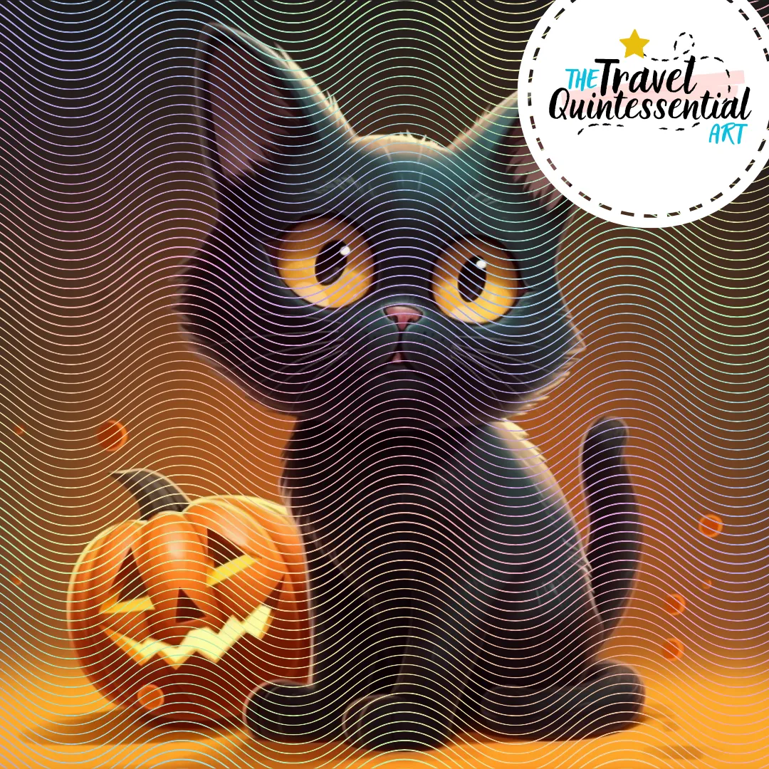 Cute Halloween Black Cat Characters - Digital Art SETCAT001