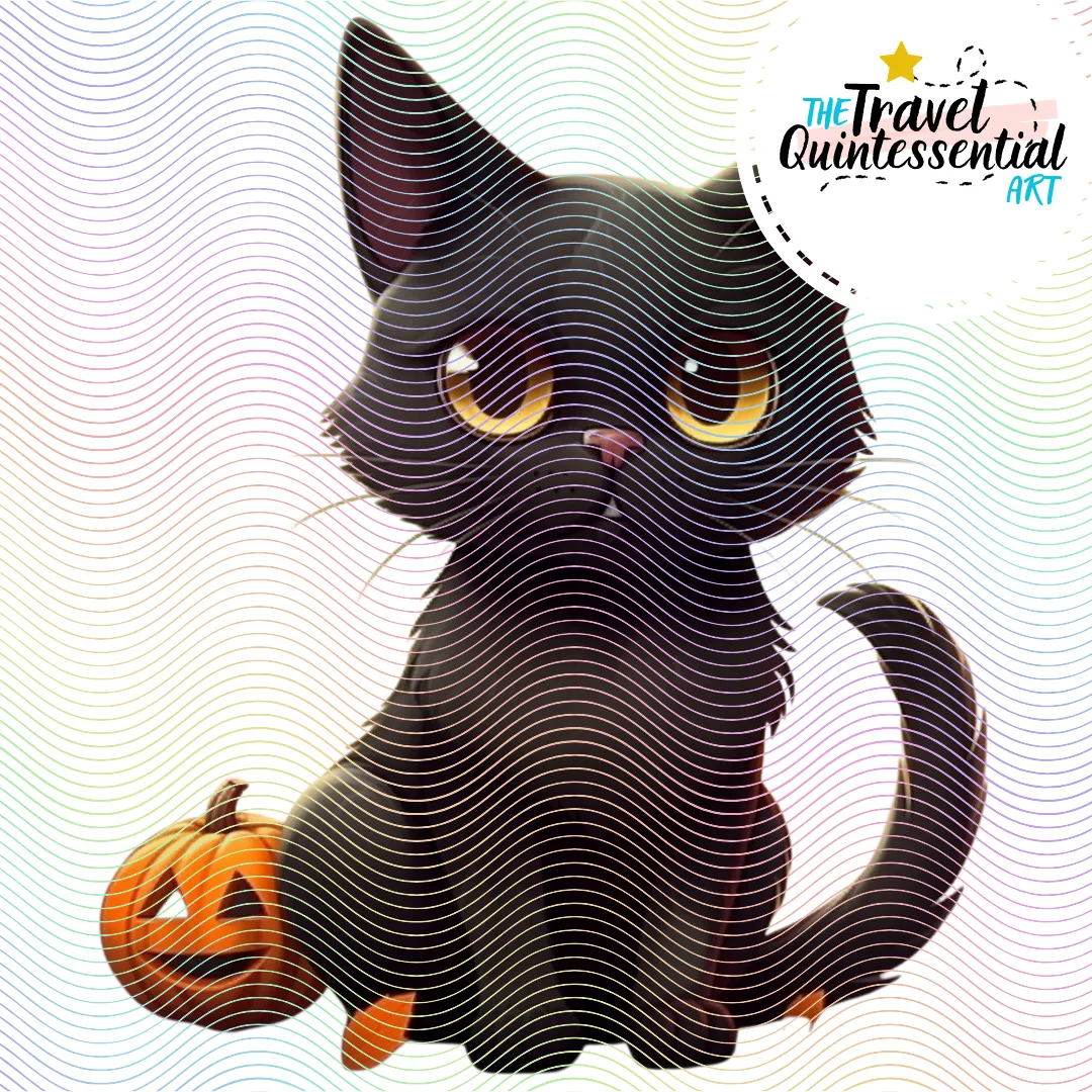 Cute Halloween Black Cat Characters - Digital Art SETCAT001