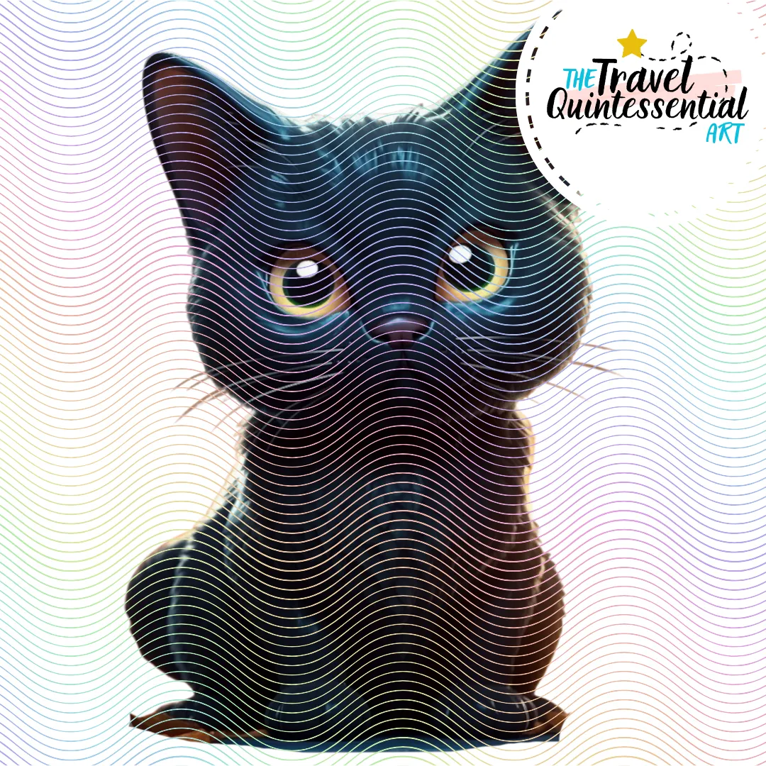 Cute Halloween Black Cat Characters - Digital Art SETCAT001