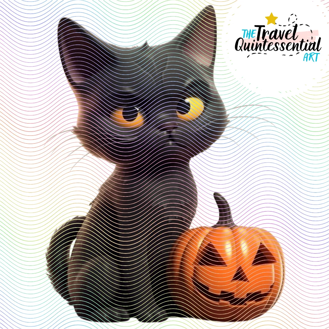 Cute Halloween Black Cat Characters - Digital Art SETCAT001