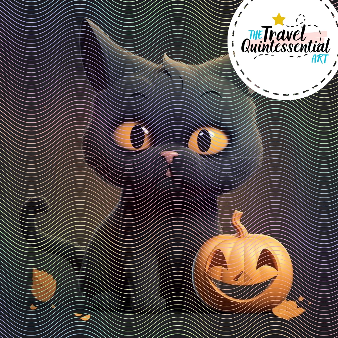 Cute Halloween Black Cat Characters - Digital Art SETCAT001