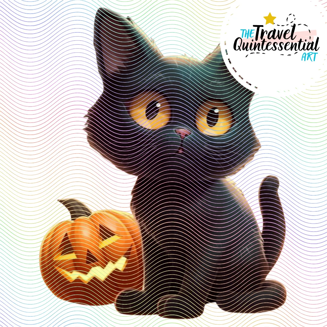 Cute Halloween Black Cat Characters - Digital Art SETCAT001