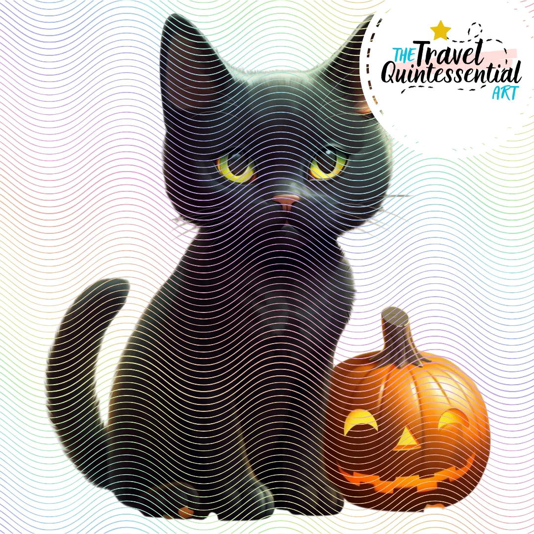 Cute Halloween Black Cat Characters - Digital Art SETCAT001