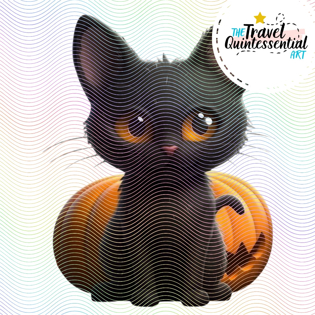 Cute Halloween Black Cat Characters - Digital Art SETCAT001