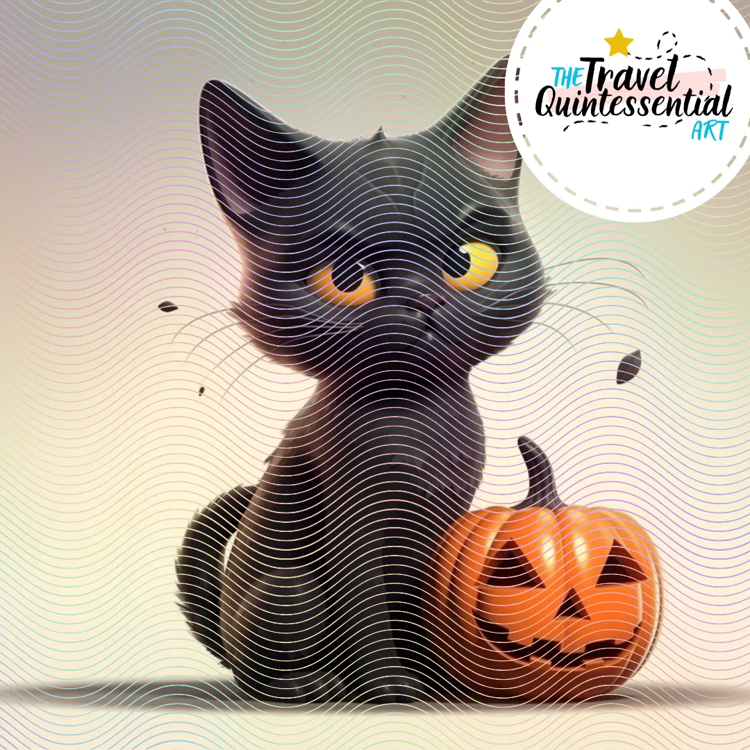 Cute Halloween Black Cat Characters - Digital Art SETCAT001