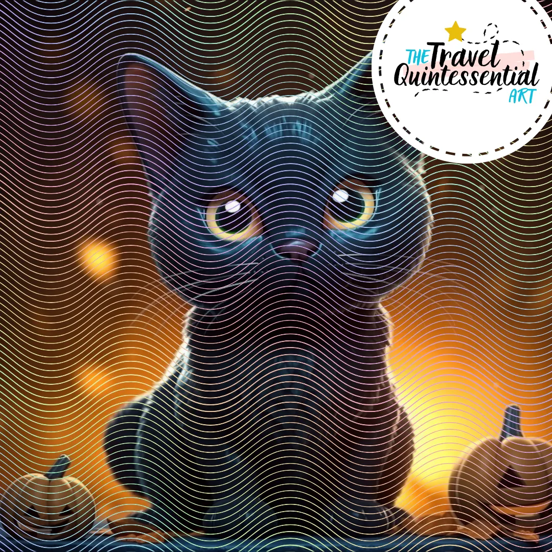 Cute Halloween Black Cat Characters - Digital Art SETCAT001