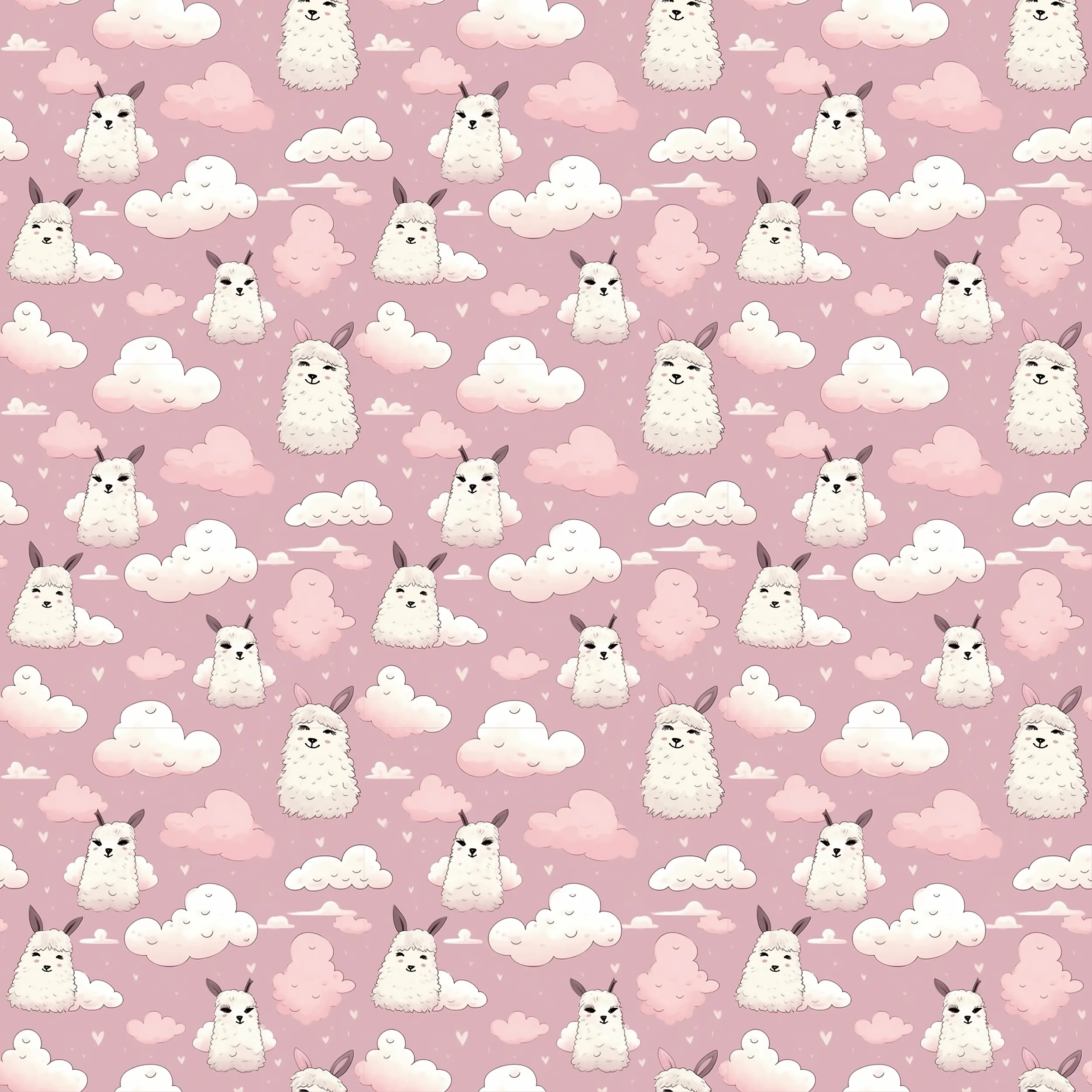 Cute Llama Cartoon Digital Art SETL002 (Tileable)