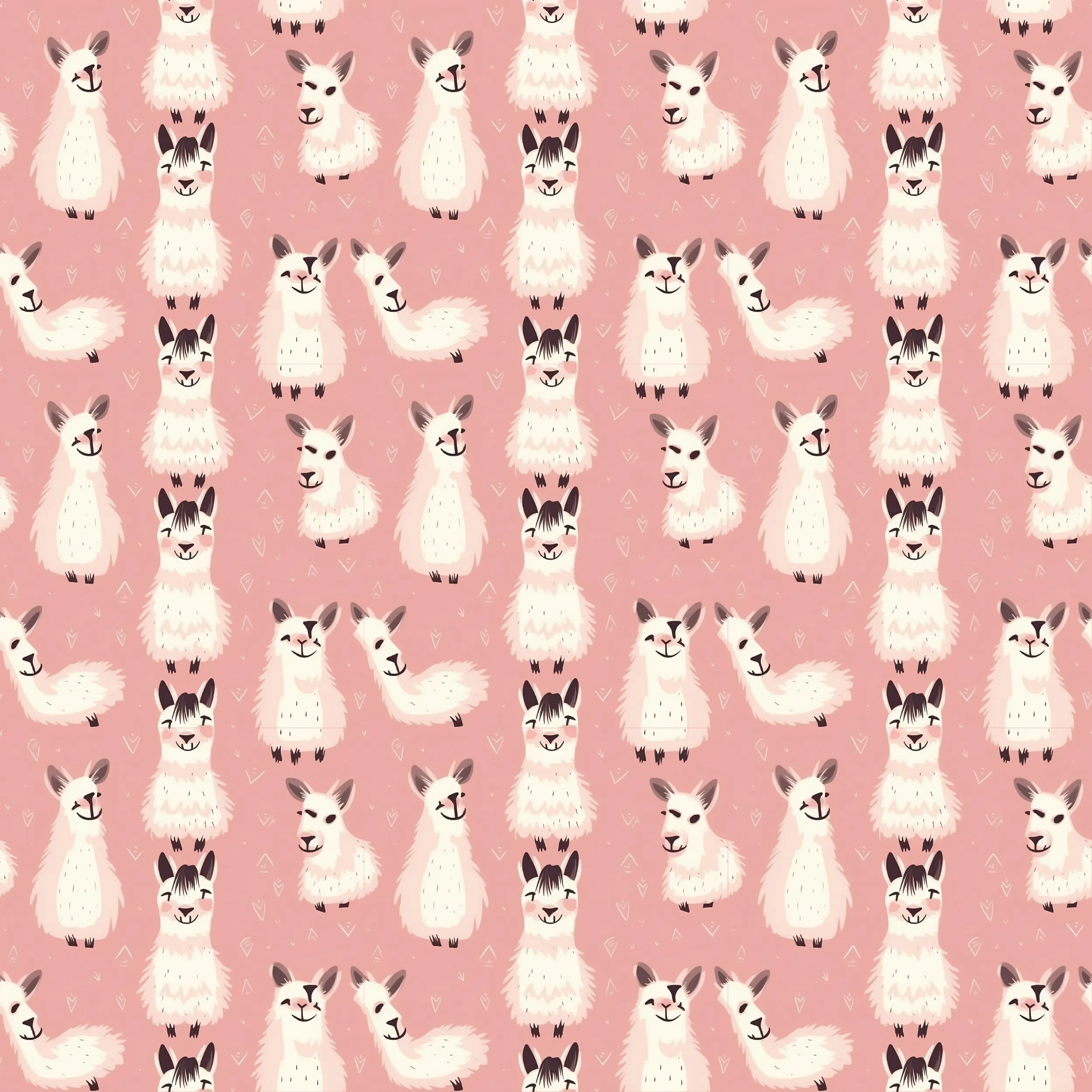 Cute Llama Cartoon Digital Art SETL002 (Tileable)