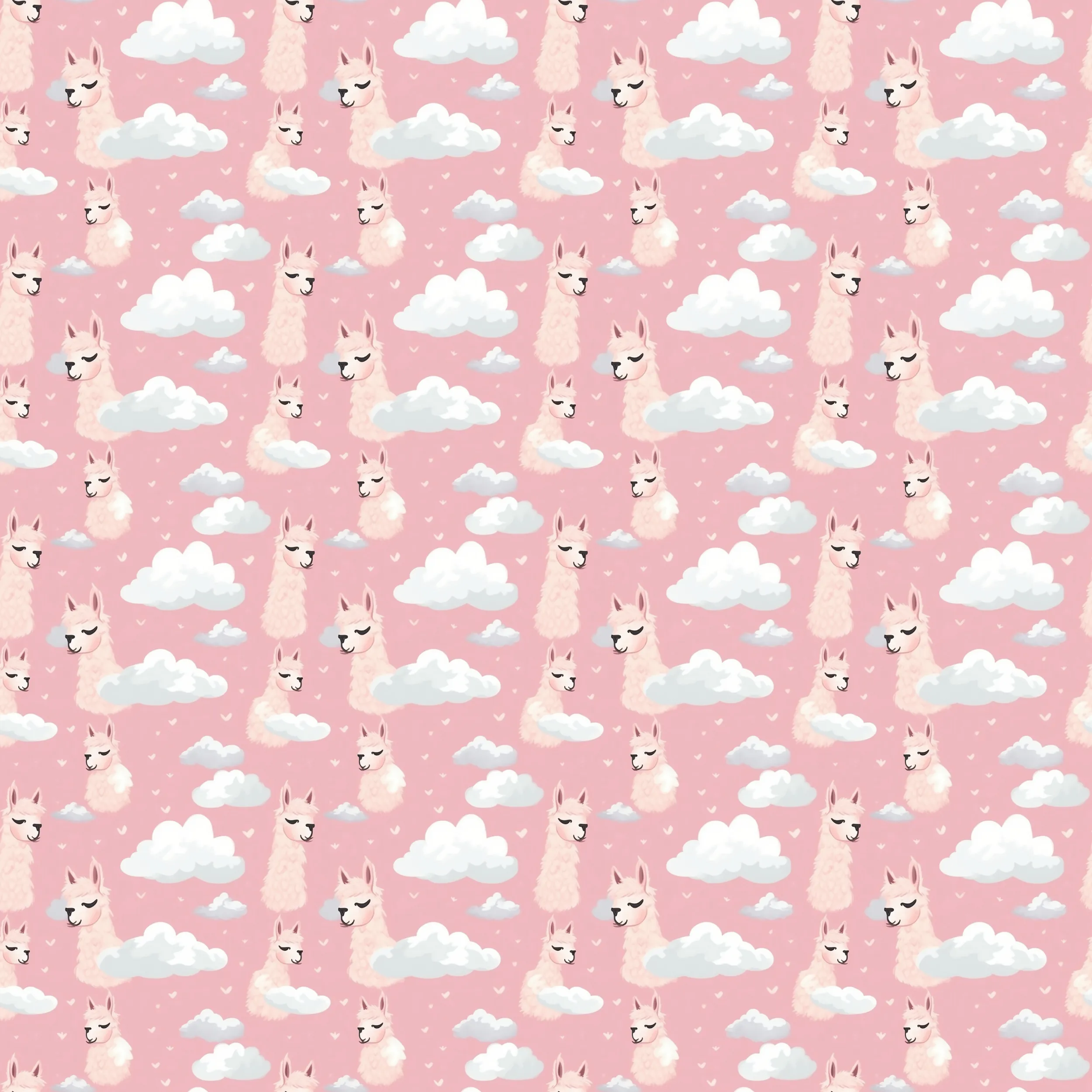 Cute Llama Cartoon Digital Art SETL002 (Tileable)