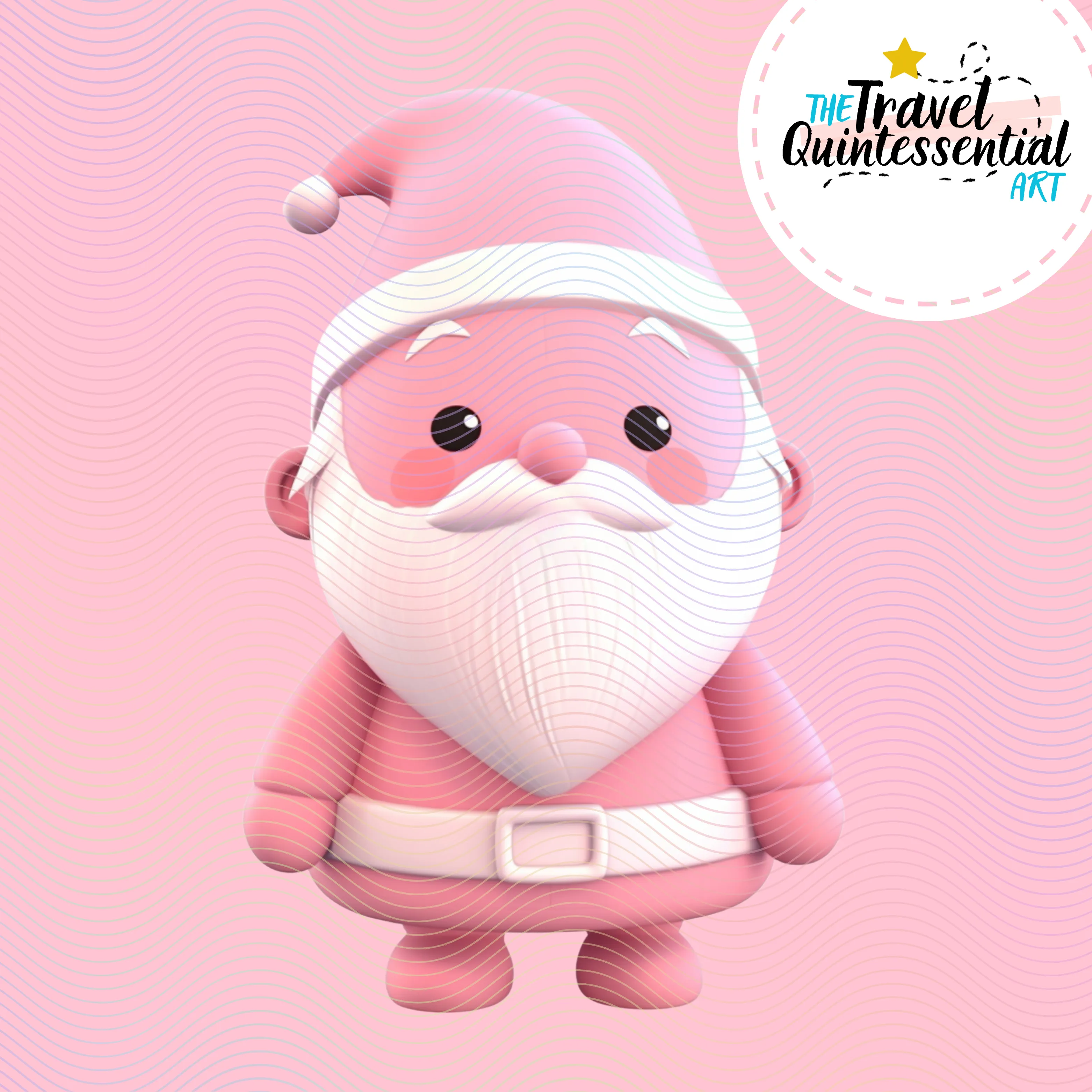 Cute Santa Claus Characters in Pink Outfits - Digital Art SETSANTA001
