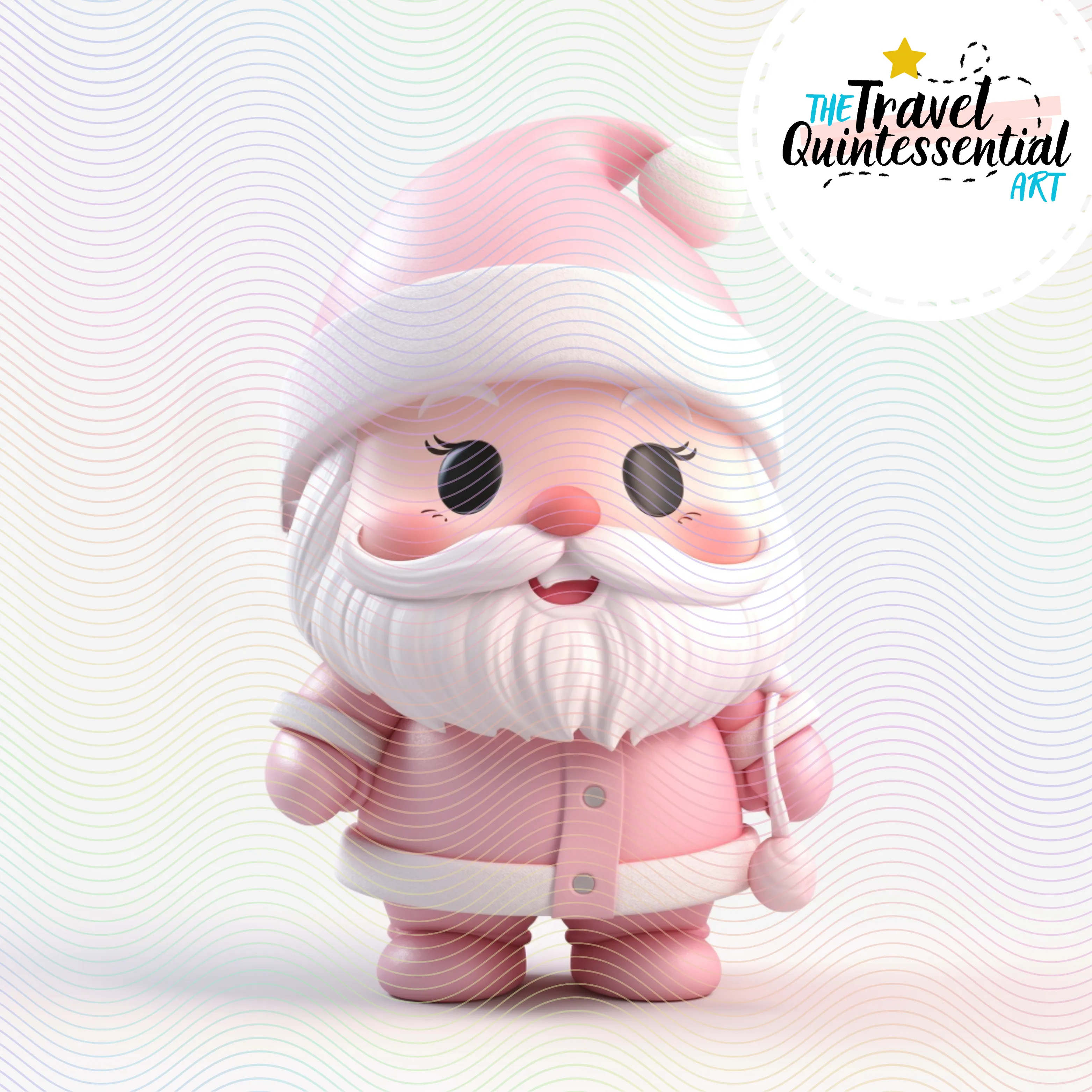 Cute Santa Claus Characters in Pink Outfits - Digital Art SETSANTA001