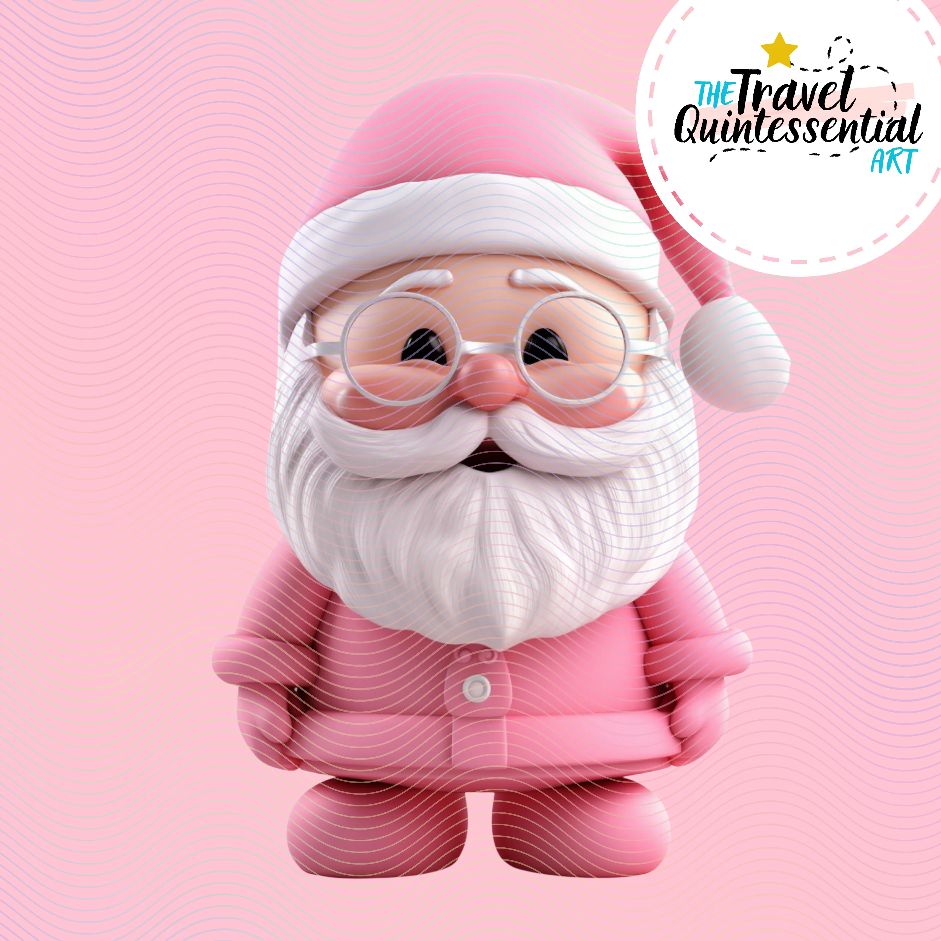 Cute Santa Claus Characters in Pink Outfits - Digital Art SETSANTA001