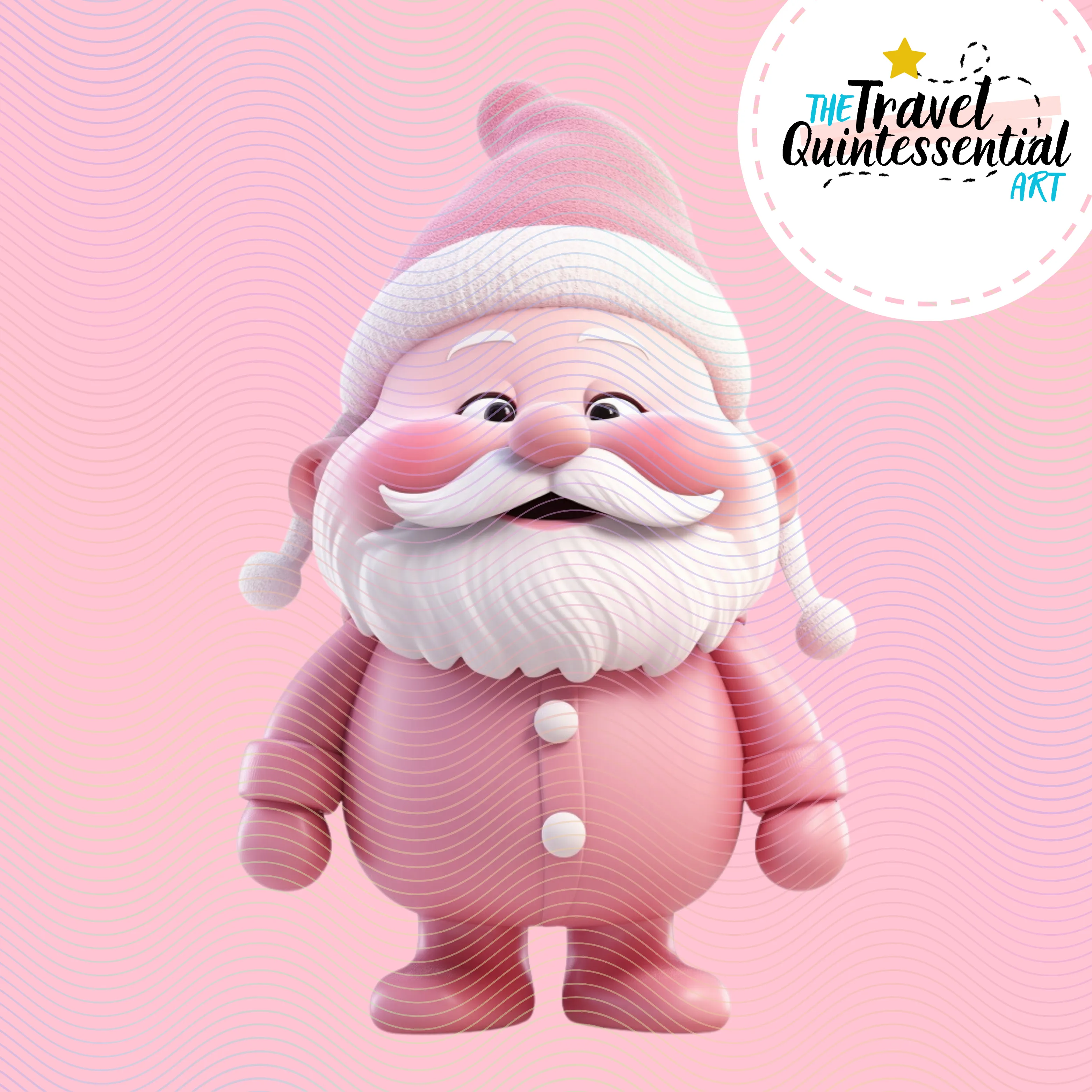 Cute Santa Claus Characters in Pink Outfits - Digital Art SETSANTA001