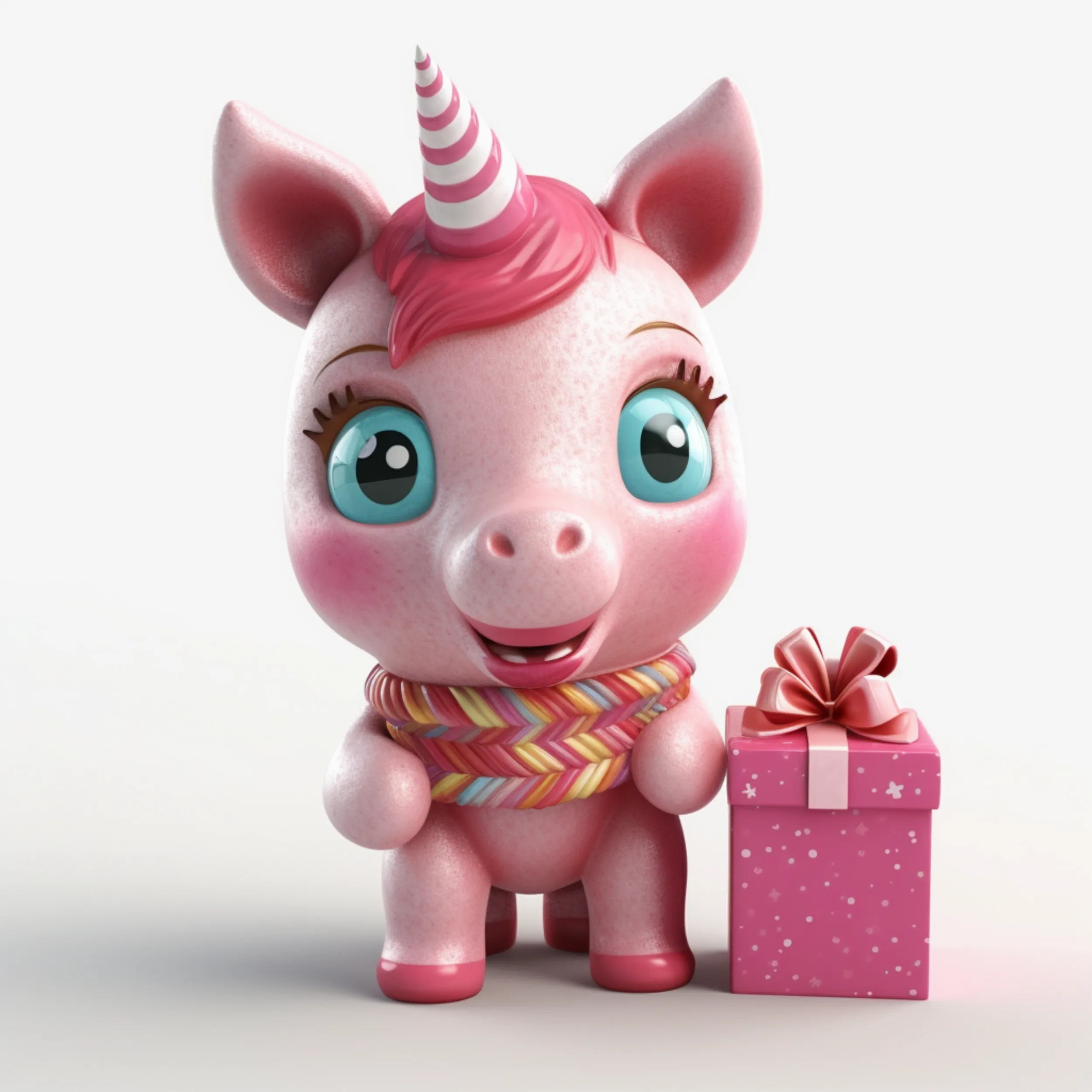 Cute Unicorns in Pink with Gifts Digital Art SETUC002