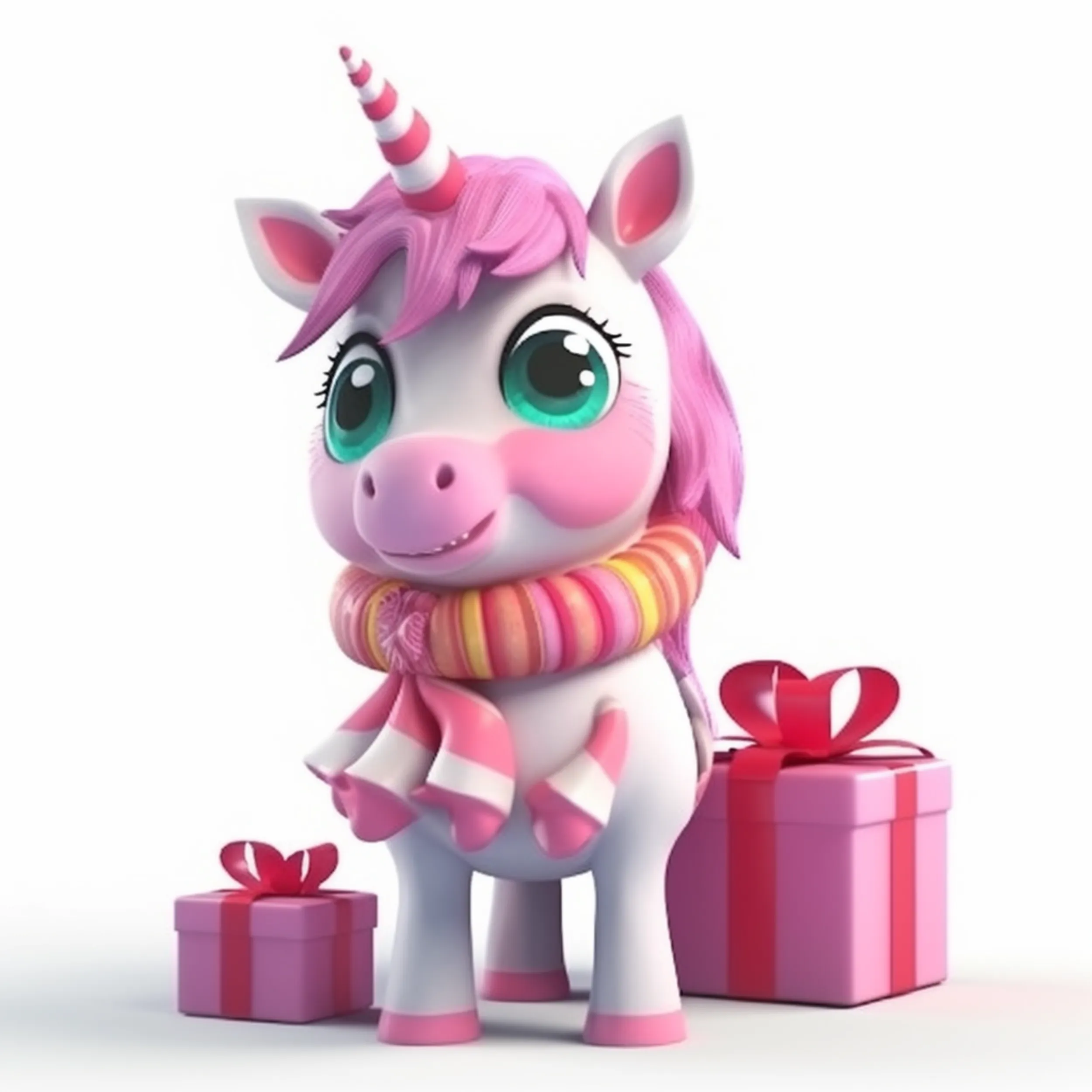 Cute Unicorns in Pink with Gifts Digital Art SETUC002
