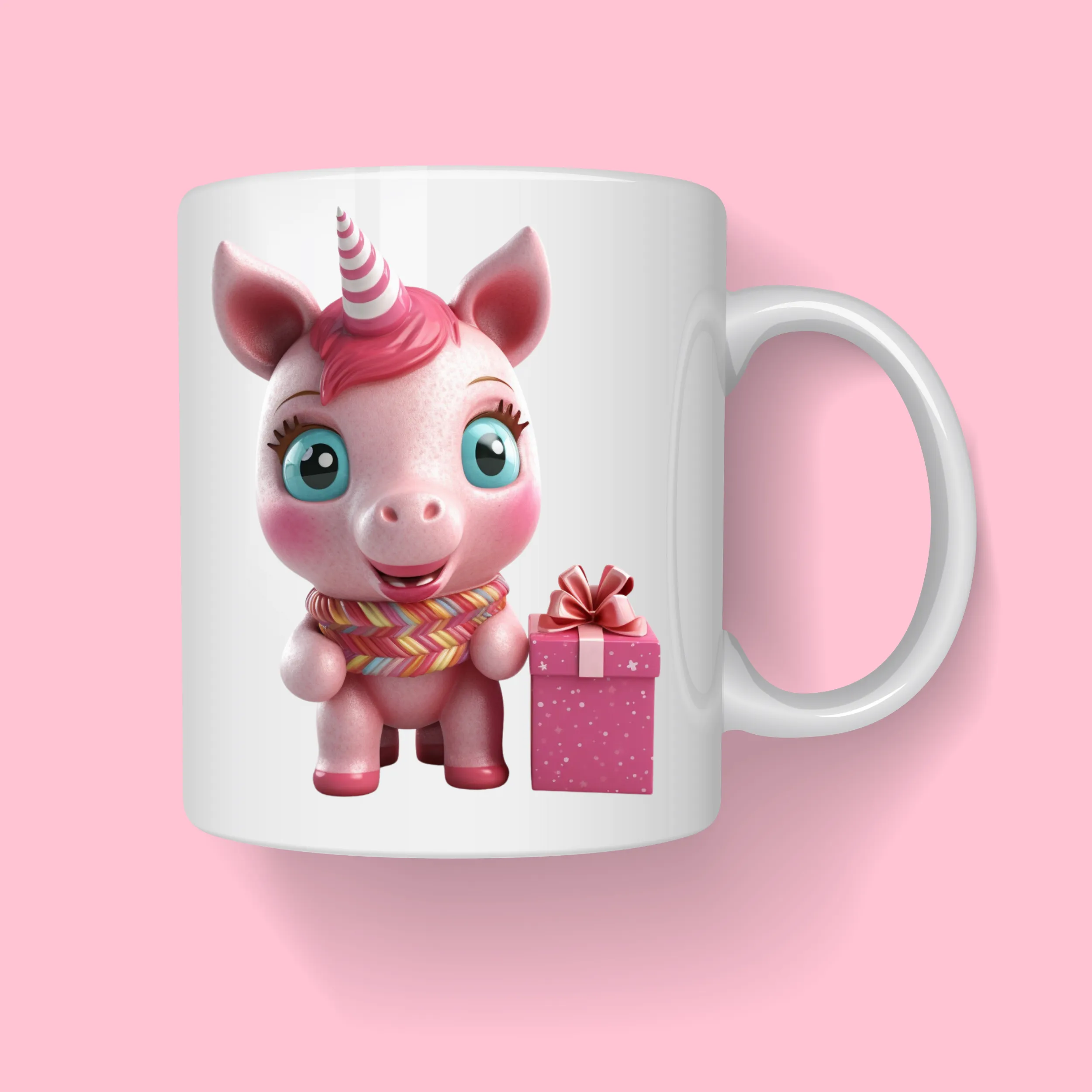 Cute Unicorns in Pink with Gifts Digital Art SETUC002