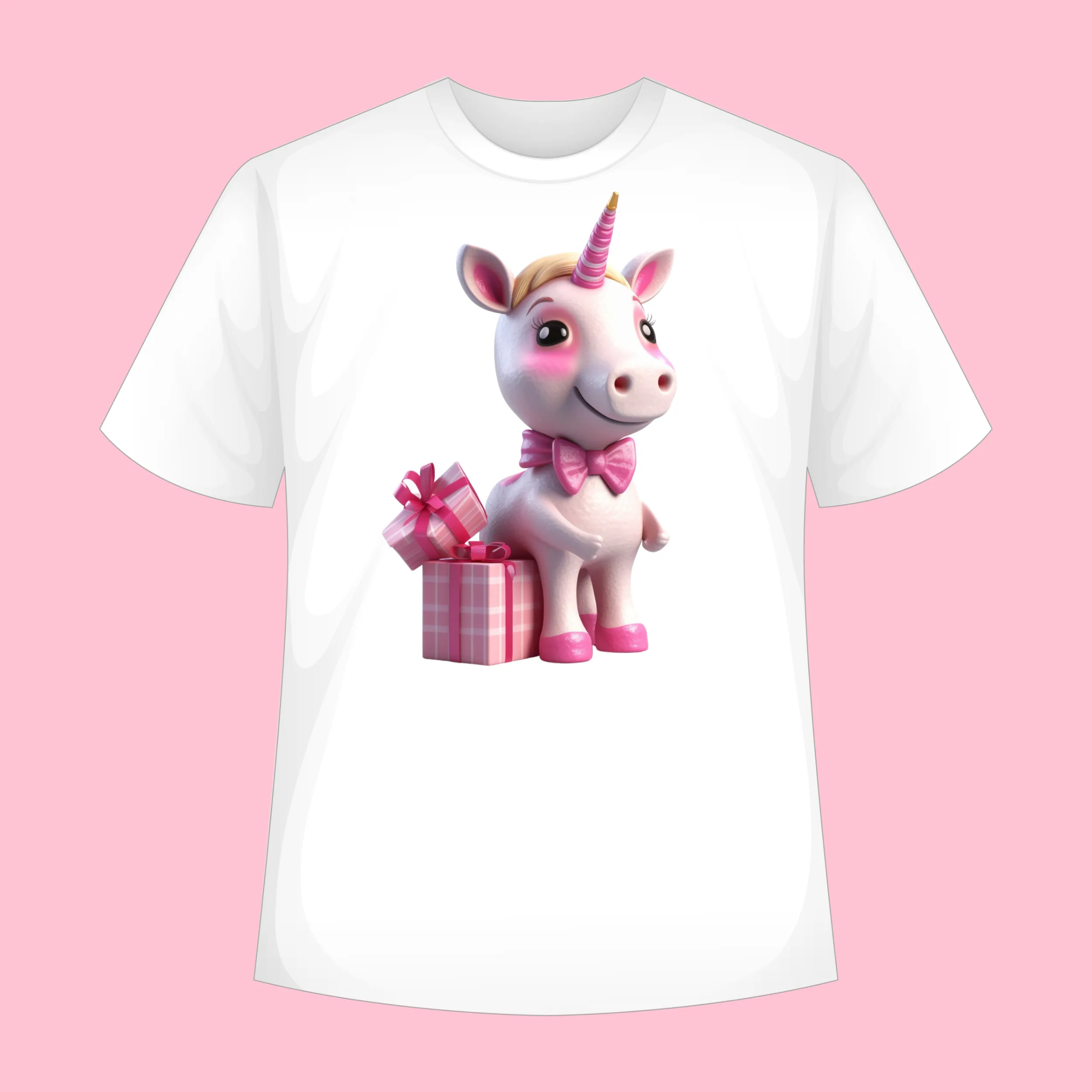 Cute Unicorns in Pink with Gifts Digital Art SETUC002