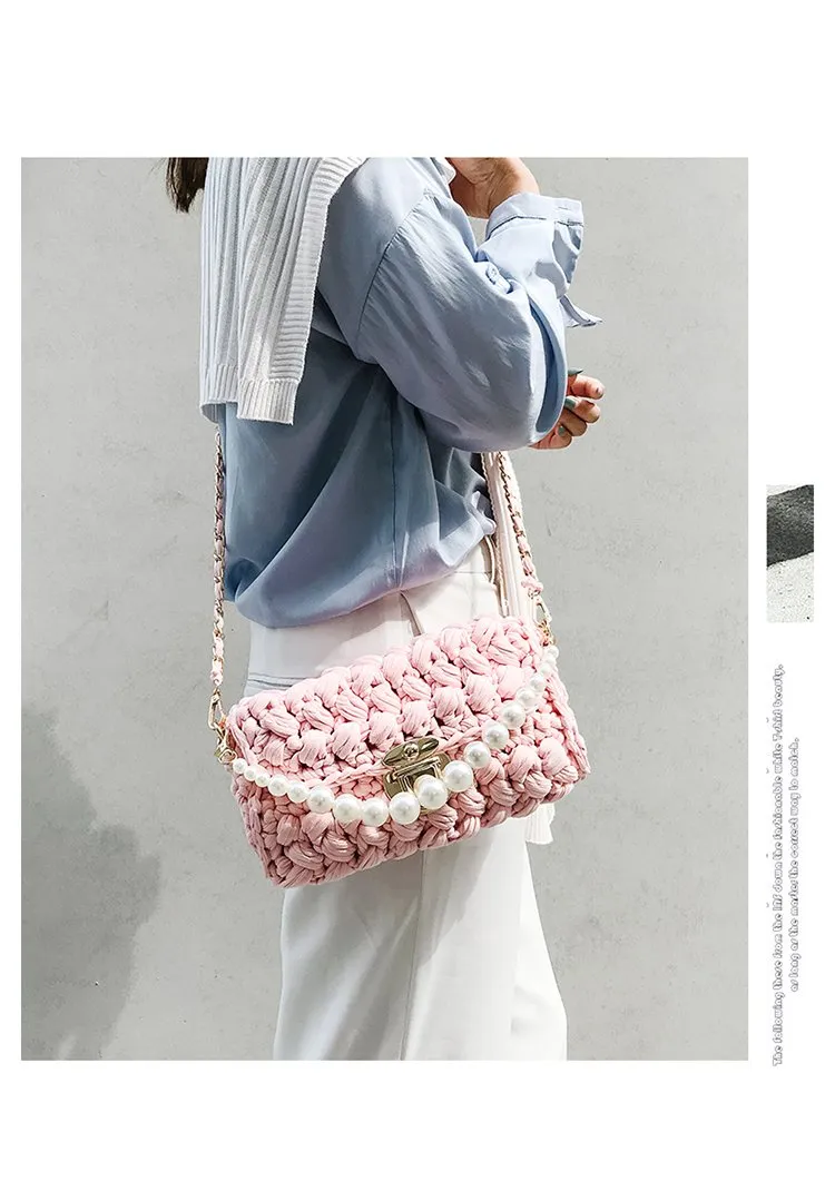 Cute White Crochet Small Handbag Crossbody Purse Crochet Shoulder Bag for Girl Cute Crochet Purses