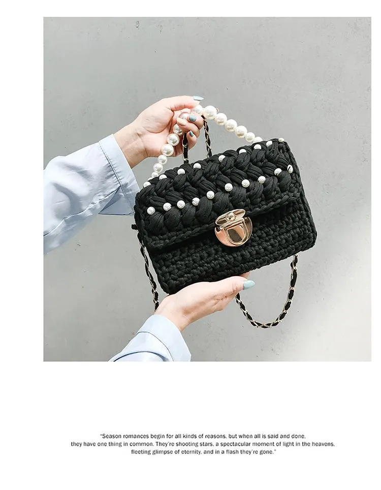 Cute White Crochet Small Handbag Crossbody Purse Crochet Shoulder Bag for Girl Cute Crochet Purses