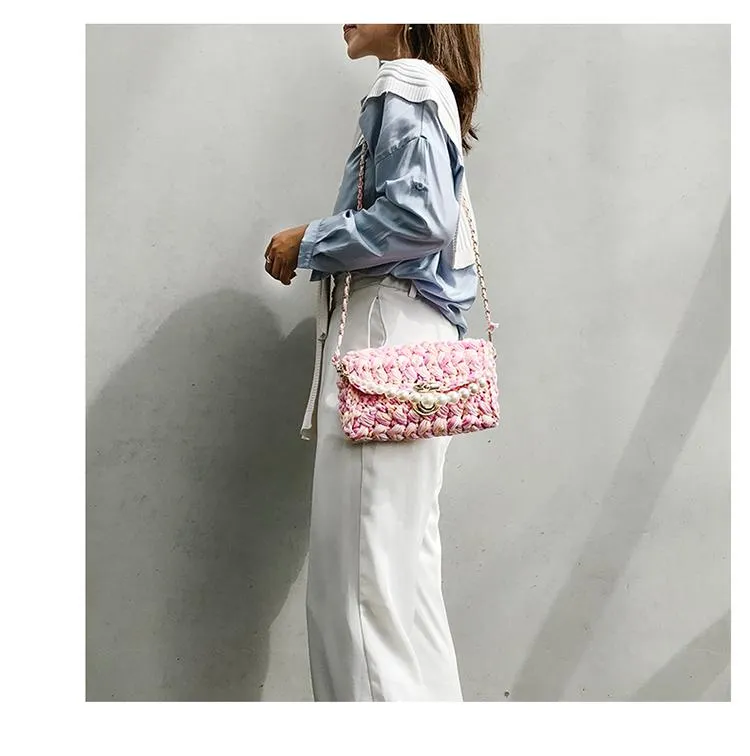 Cute White Crochet Small Handbag Crossbody Purse Crochet Shoulder Bag for Girl Cute Crochet Purses