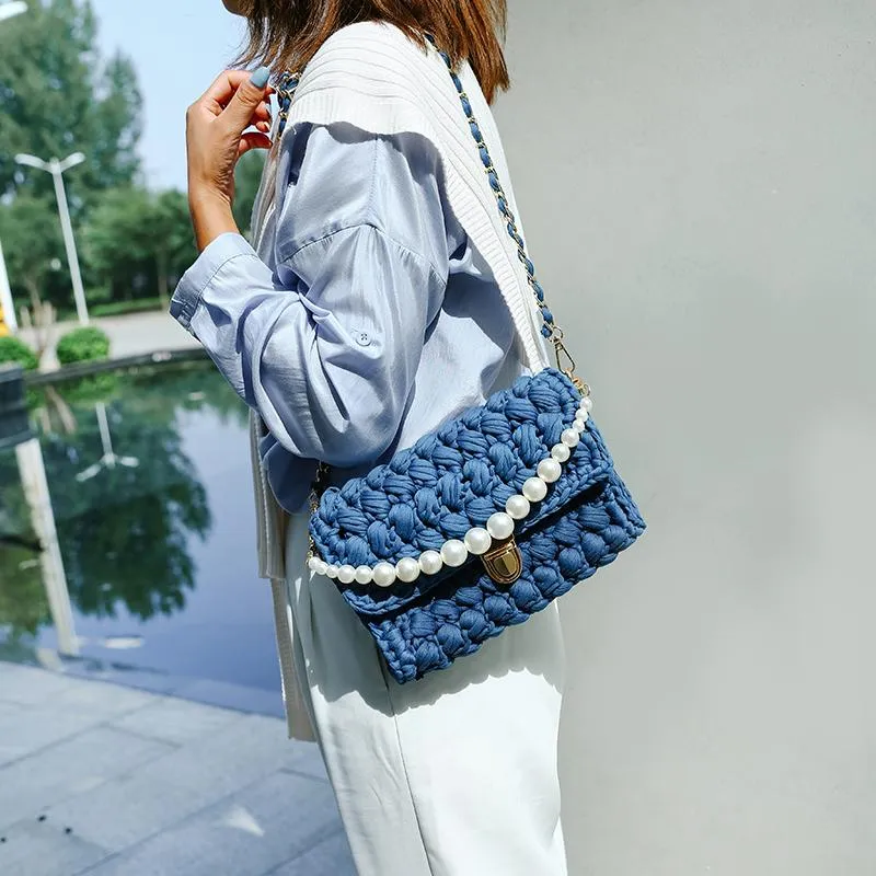 Cute White Crochet Small Handbag Crossbody Purse Crochet Shoulder Bag for Girl Cute Crochet Purses