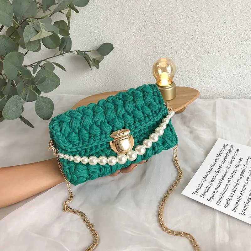 Cute White Crochet Small Handbag Crossbody Purse Crochet Shoulder Bag for Girl Cute Crochet Purses