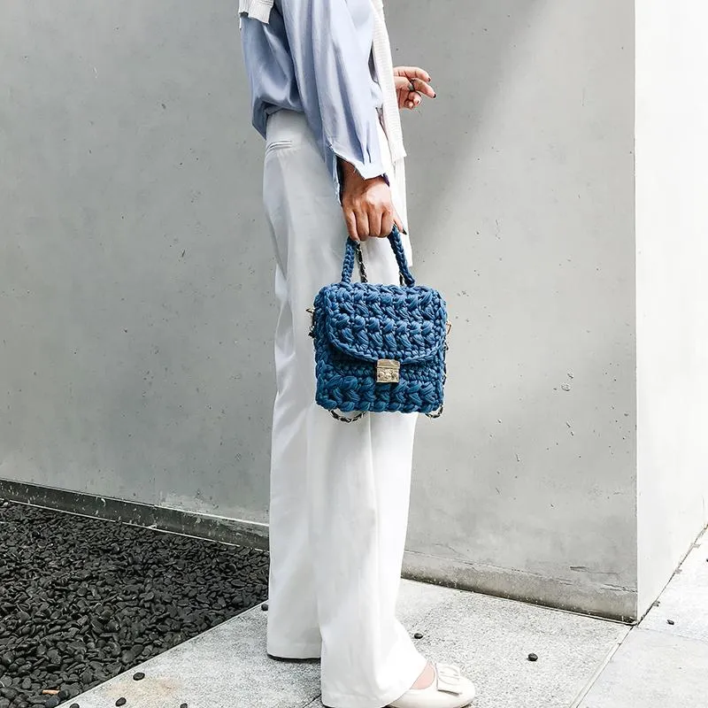 Cute White Crochet Small Handbag Crossbody Purse Crochet Shoulder Bag for Girl Cute Crochet Purses