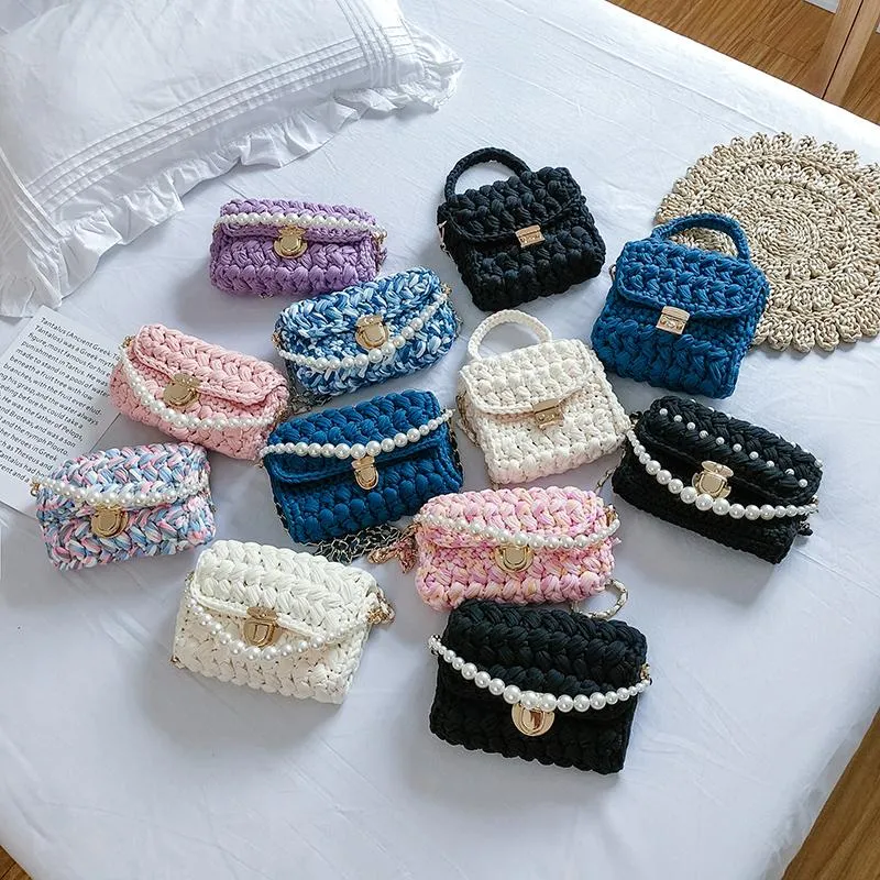 Cute White Crochet Small Handbag Crossbody Purse Crochet Shoulder Bag for Girl Cute Crochet Purses