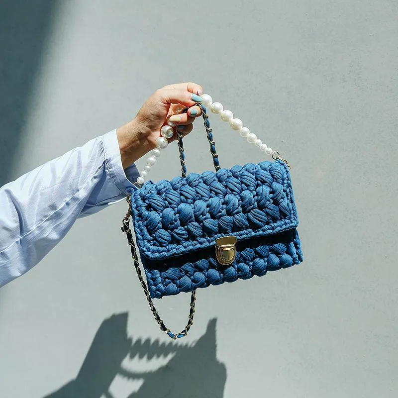 Cute White Crochet Small Handbag Crossbody Purse Crochet Shoulder Bag for Girl Cute Crochet Purses