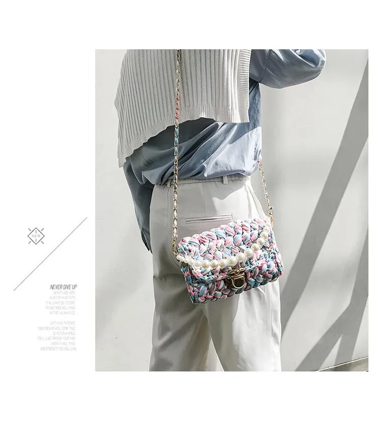 Cute White Crochet Small Handbag Crossbody Purse Crochet Shoulder Bag for Girl Cute Crochet Purses