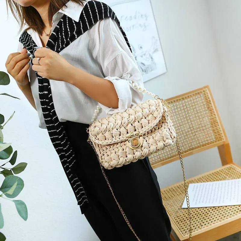 Cute White Crochet Small Handbag Crossbody Purse Crochet Shoulder Bag for Girl Cute Crochet Purses