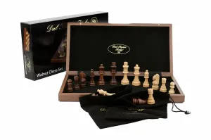 Dal Rossi Chess Set Walnut Inlaid 15''