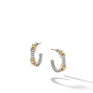 David Yurman Petite Helena Hoop Earrings with 18K Yellow Gold with Diamonds