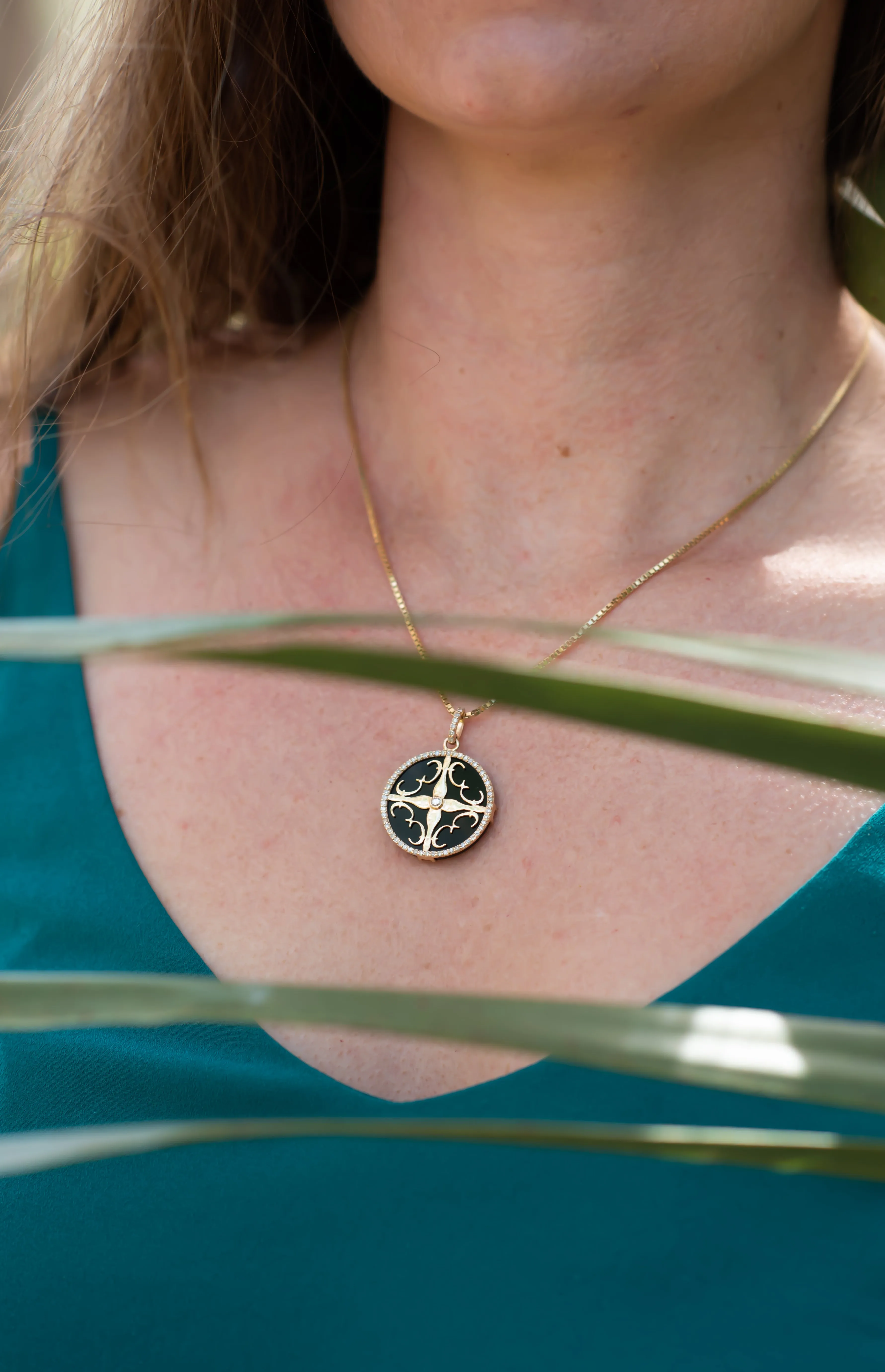 Diamond Onyx Cali Amulet - 14K Gold