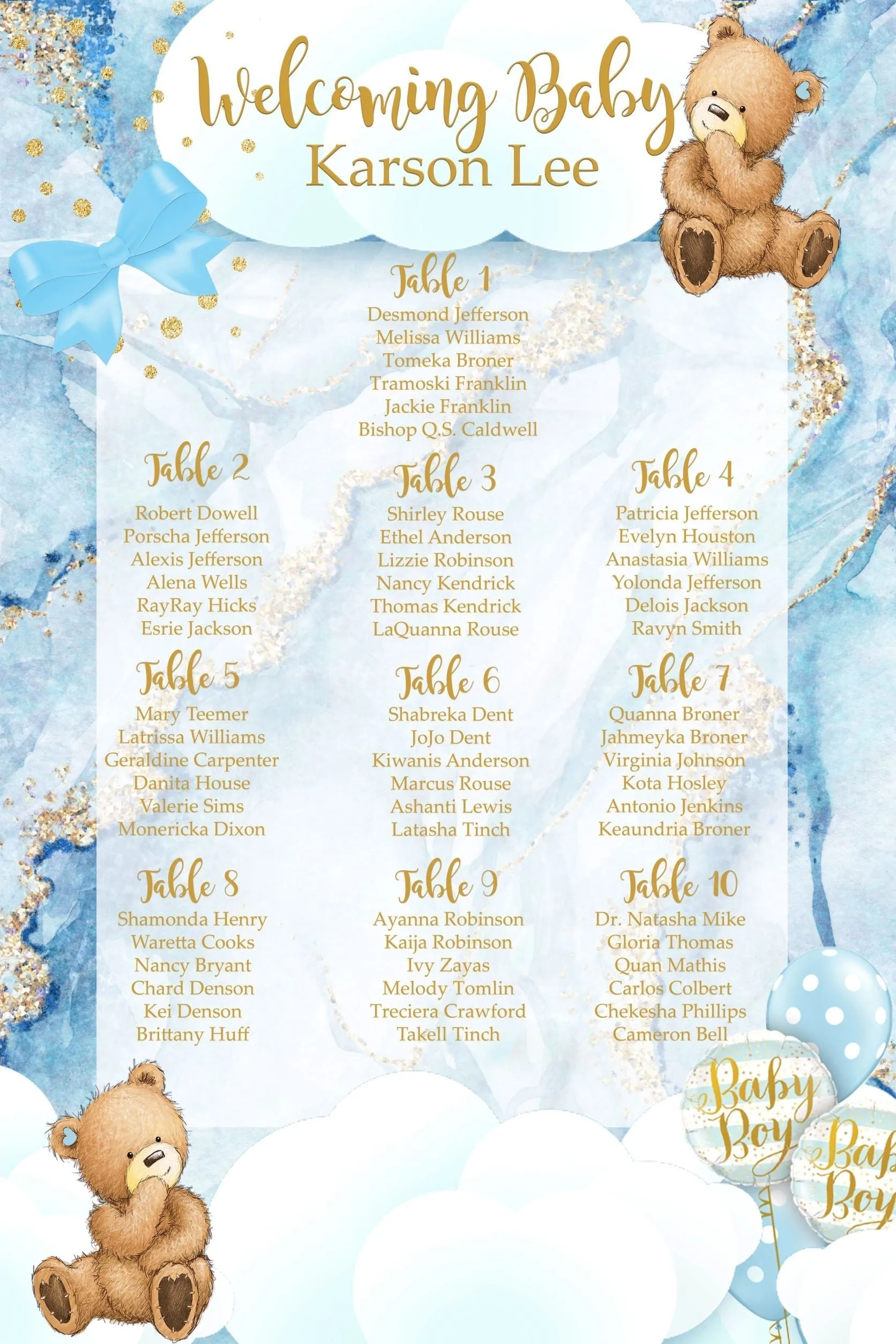 Digital Seating Chart, Menu, and Table Numbers for Event Planners and Decorators