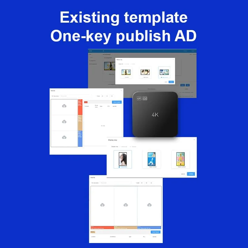Digital Signage Player with Non-Subscription CMS Software 7x24 Lunzn Smart Stable Auto Play Make TV Set Become LCD Display Andriod 4K Advertising Media Player(YM05)