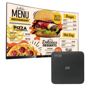 Digital Signage Player with Non-Subscription CMS Software 7x24 Lunzn Smart Stable Auto Play Make TV Set Become LCD Display Andriod 4K Advertising Media Player(YM05)