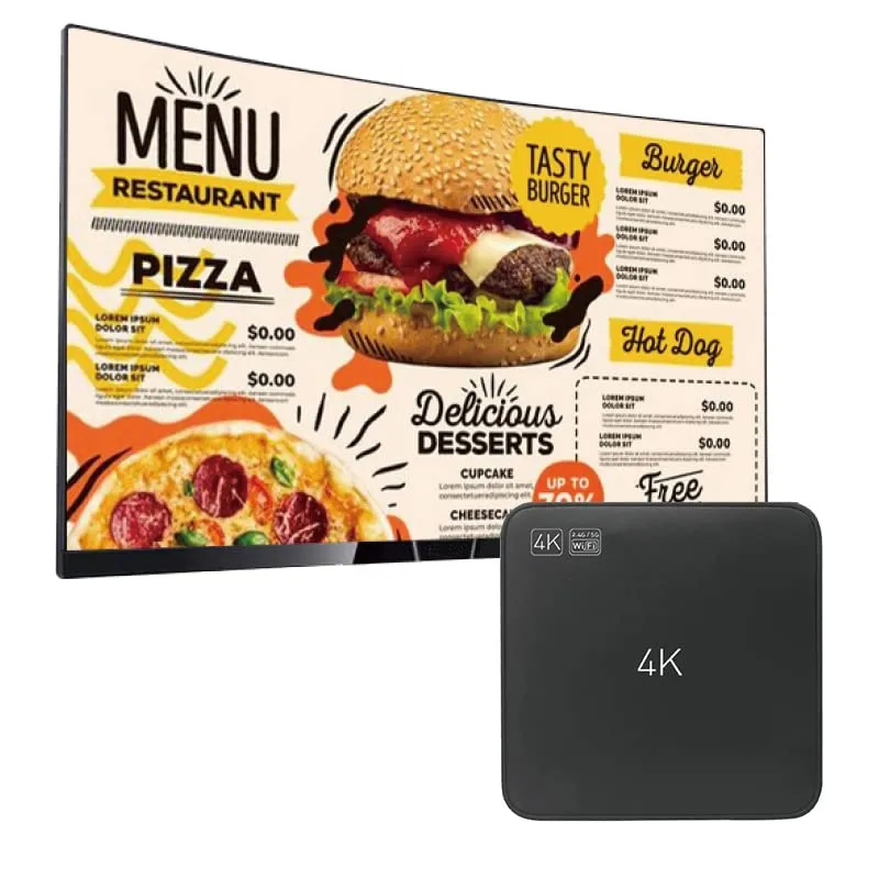 Digital Signage Player with Non-Subscription CMS Software 7x24 Lunzn Smart Stable Auto Play Make TV Set Become LCD Display Andriod 4K Advertising Media Player(YM05)