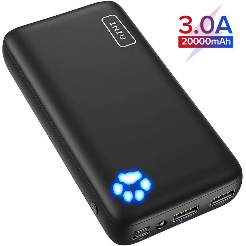 Dual Port Portable Power Bank With Flashlight 20000mAh