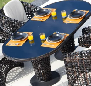 Dune Road Outdoor Oval Dining Table w/Glass