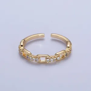 Elegant Chained CZ Crystal Gold Adjustable Ring