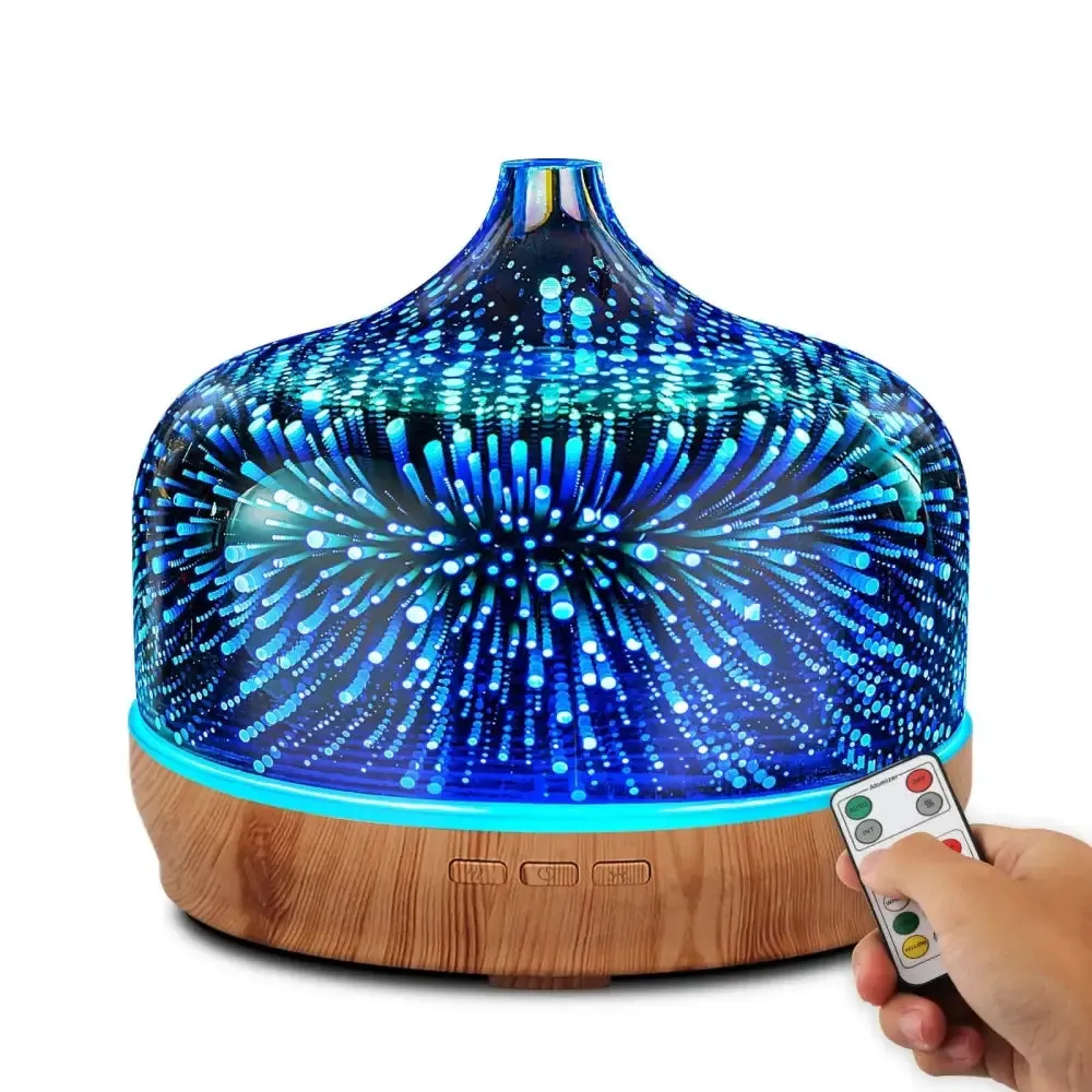 Elegant Glass Essential Oil Diffuser with Wood Base